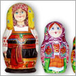 Girls wearing Russian folk costumes